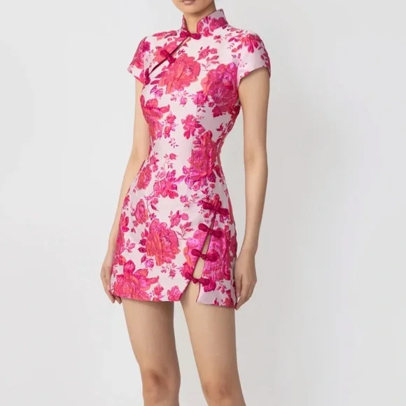 Sau Lee JADA JACQUARD MINI DRESS